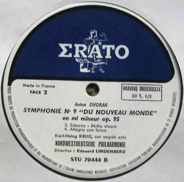 Antonín Dvořák / Nordwestdeutsche Philharmonie / Dir. Edouard Lindenberg : Symphonie Du Nouveau Monde (LP, Album)