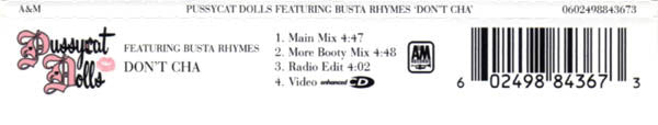 The Pussycat Dolls Featuring Busta Rhymes : Don't Cha (CD, Single, Enh)