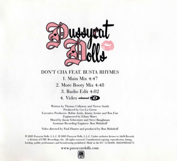 The Pussycat Dolls Featuring Busta Rhymes : Don't Cha (CD, Single, Enh)
