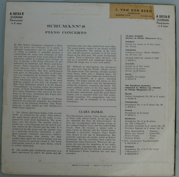 Robert Schumann : Opus 54 Klavierkonzert A-Moll (10")
