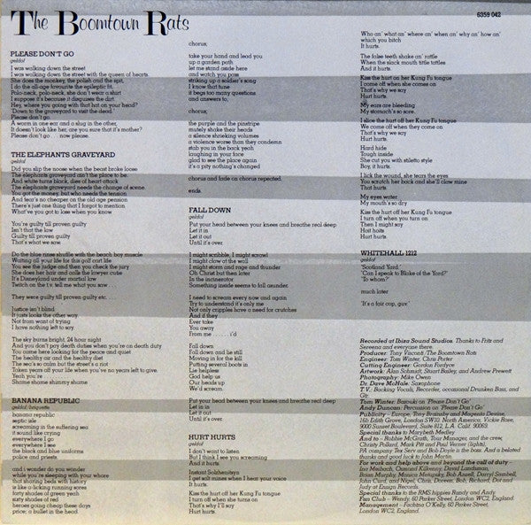 The Boomtown Rats : Mondo Bongo (LP, Album, Pos)