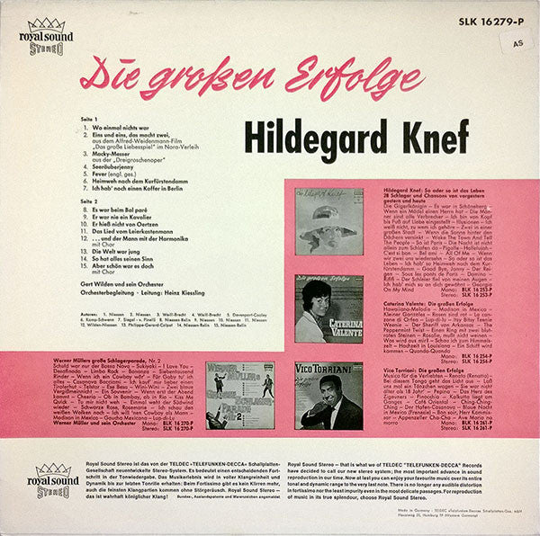 Hildegard Knef : Die Großen Erfolge (LP, Comp, RE)