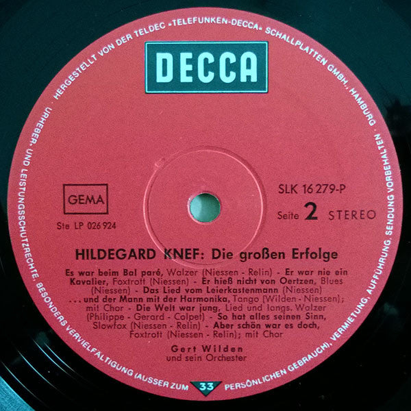 Hildegard Knef : Die Großen Erfolge (LP, Comp, RE)