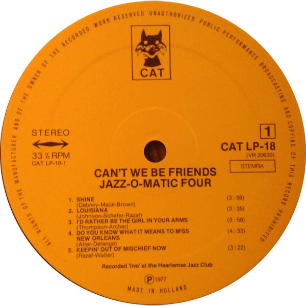 Jazz-O-Matic Four : Can't We Be Friends (Live At The Haarlemse Jazz Club HJC) (LP)