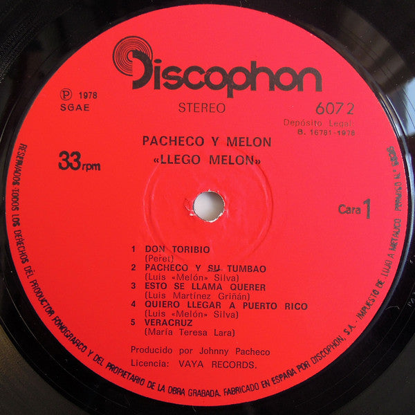 Pacheco y Melón : Llegó Melón (LP, Album)