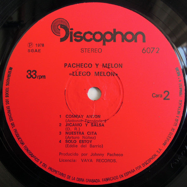 Pacheco y Melón : Llegó Melón (LP, Album)