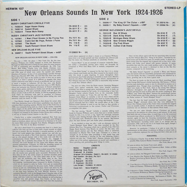 Various : New Orleans Sounds In New York 1924-1926 (LP, Comp)