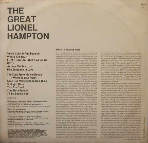 Lionel Hampton : The Great Lionel Hampton (LP, Comp, Mono)