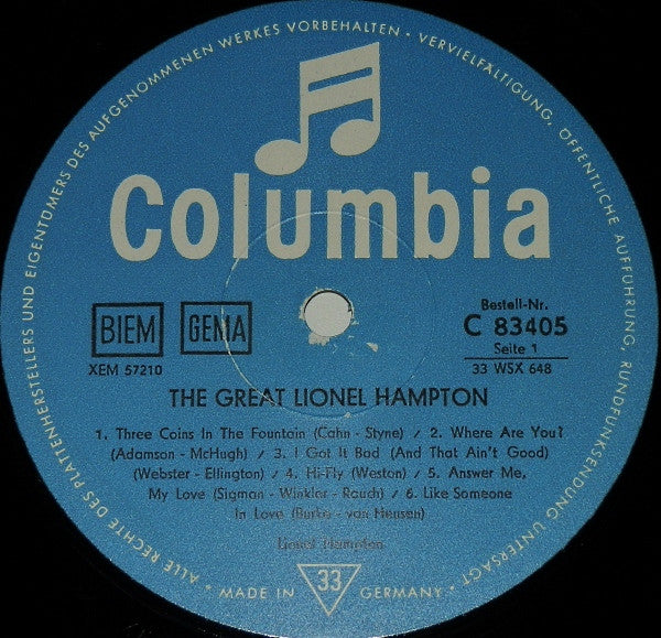 Lionel Hampton : The Great Lionel Hampton (LP, Comp, Mono)