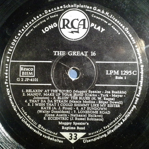 Muggsy Spanier's Ragtime Band : The Great 16 (LP, Comp, Mono)