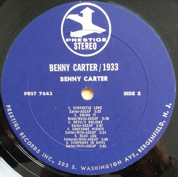 Benny Carter : 1933 (LP, Comp, RE, RM)