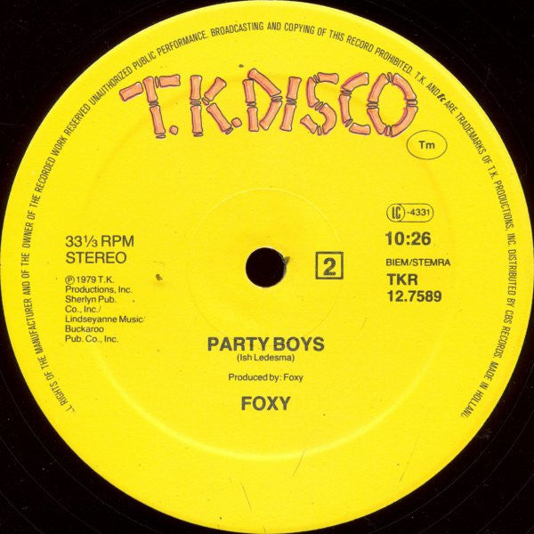 Foxy : Party Boys (12", Maxi)