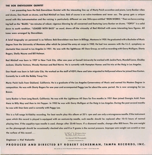 Bob Enevoldsen Quintet : Bob Enevoldsen Quintet (LP, Album, RE)