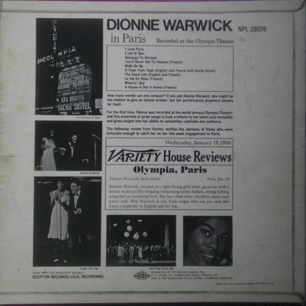 Dionne Warwick : In Paris (LP, Album, Mono)