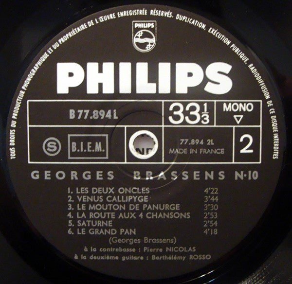 Georges Brassens : Brassens  (LP, Album, Mono)