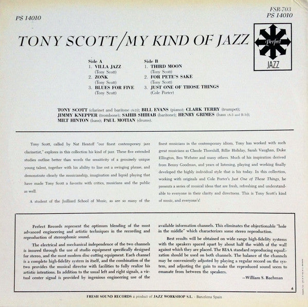 Tony Scott (2) : My Kind Of Jazz (LP, Album, RE)