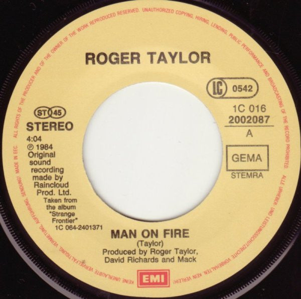 Roger Taylor : Man On Fire (7")