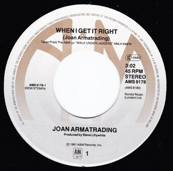 Joan Armatrading : When I Get It Right (7", Single)