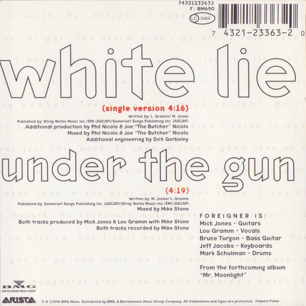 Foreigner : White Lie (CD, Single)