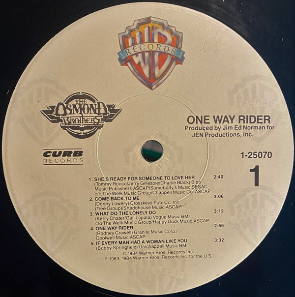 The Osmonds : One Way Rider (LP, Album)