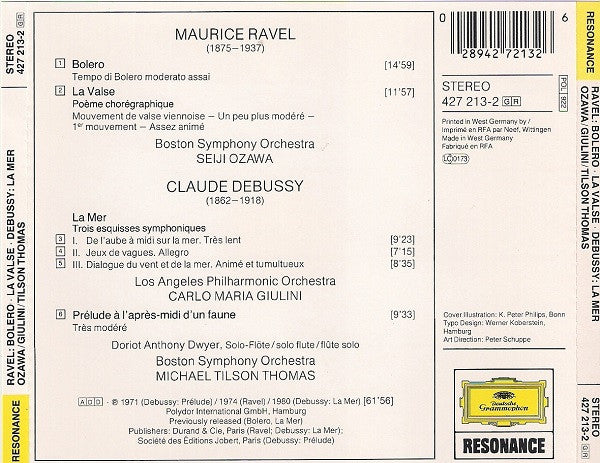 Maurice Ravel - Claude Debussy : Bolero - La Mer - La Valse - Prélude À L'Après-Midi D'Un Faune (CD, Comp)