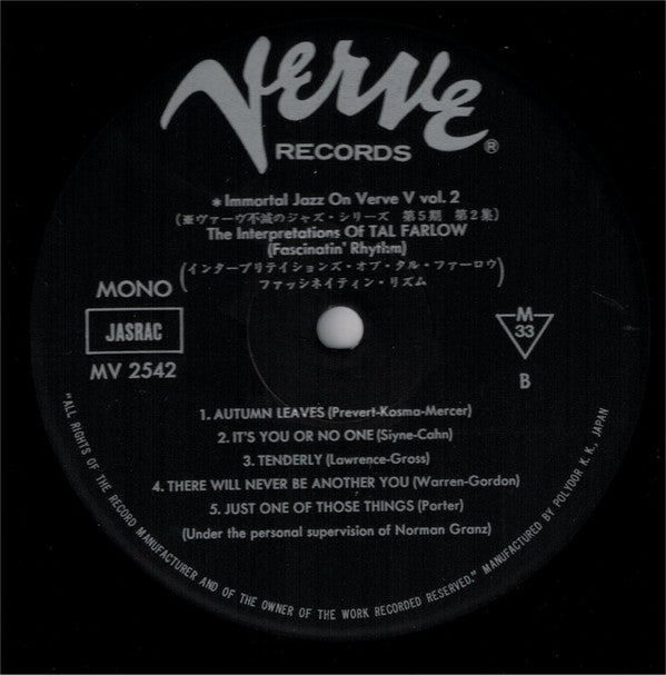 Tal Farlow : The Interpretations Of Tal Farlow (LP, Album, Mono, RE)