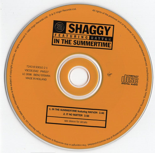 Shaggy Featuring Rayvon : In The Summertime (CD, Single, Car)