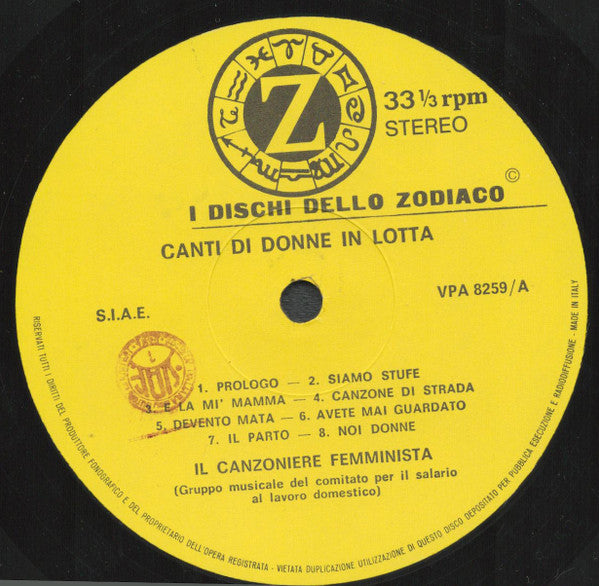 Il Canzoniere Femminista : Canti Di Donne In Lotta (LP, Album)