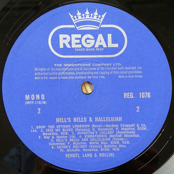 Joe Venuti, Eddie Lang & Adrian Rollini : Hell's Bells & Hallelujah (LP, Comp)