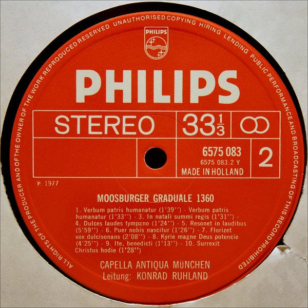 Capella Antiqua München • Konrad Ruhland : Das Moosburger Graduale 1360 (Weihnachts-Cantiones ∙ Christmas Cantiones ∙ Cantiones De Noël) (LP)