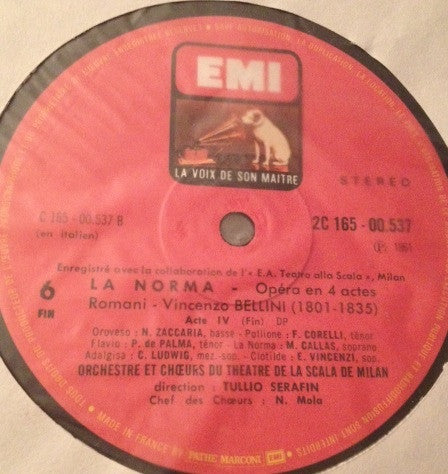 Vincenzo Bellini - Maria Callas, Christa Ludwig, Edda Vincenzi, Franco Corelli, Piero De Palma, Nicola Zaccaria, Coro Del Teatro Alla Scala Et Orchestra Del Teatro Alla Scala, Norberto Mola, Tullio Serafin : Norma (3xLP + Box, RE)