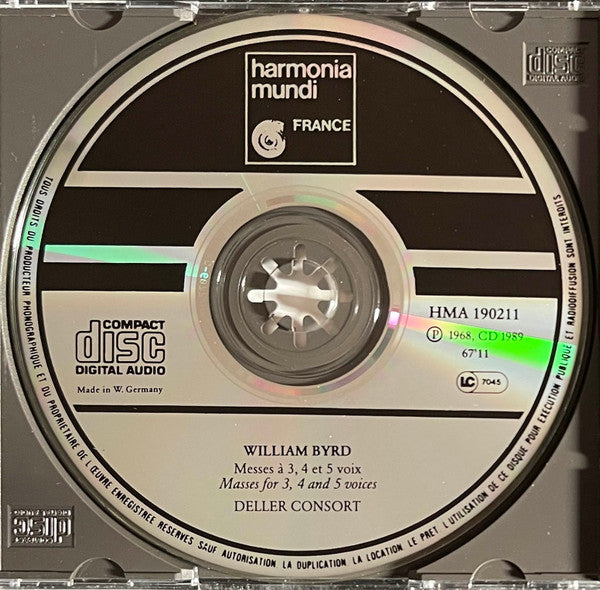 William Byrd - Deller Consort, Alfred Deller : Messes (CD, Album, RE)