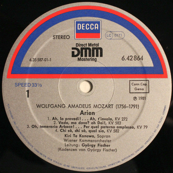 Kiri Te Kanawa, Wiener Kammerorchester, György Fischer, Wolfgang Amadeus Mozart : Mozart Concert Arias - Konzertarien - Airs De Concert (LP, Album)