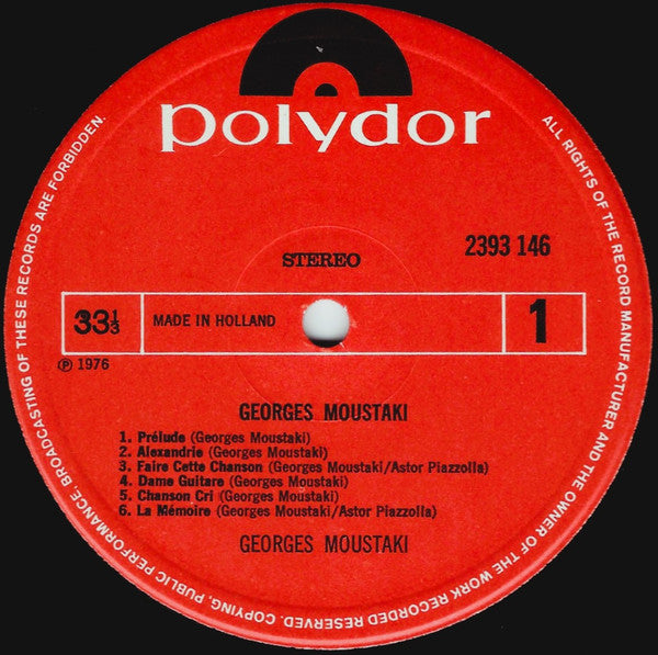 Georges Moustaki : Moustaki (LP, Album, Gat)
