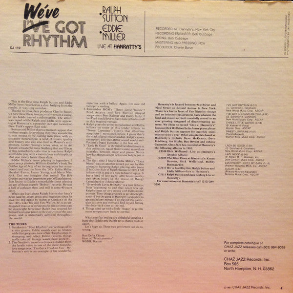 Ralph Sutton (2) & Jack Lesberg : We've Got Rhythm / Live At Hanratty's (LP)