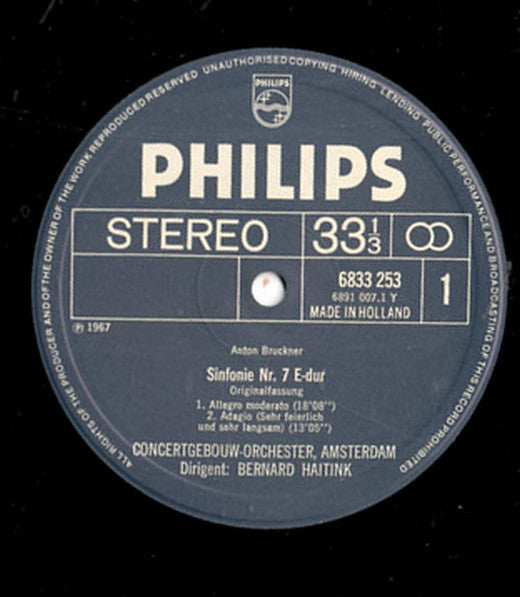 Concertgebouworkest, Bernard Haitink, Anton Bruckner : Sinfonie Nr. 7 (LP, RE)