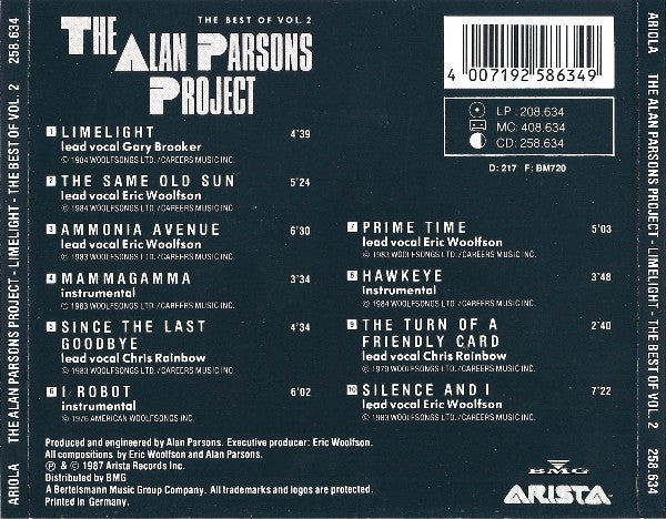 The Alan Parsons Project : Limelight - The Best Of Vol. 2 (CD, Comp, RE)