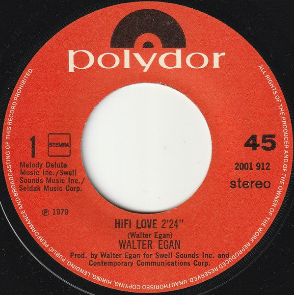 Walter Egan : Hifi Love (7", Single)