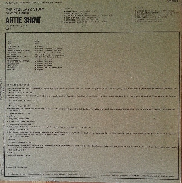 Artie Shaw : The Swinging Big Bands Vol. 1 (1938/1945) (LP, Comp, Mono)