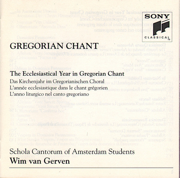 Schola Cantorum Of Amsterdam Students - Wim van Gerven : Gregorian Chant:  The Ecclesiastical Year In Gregorian Chant (CD, RM)