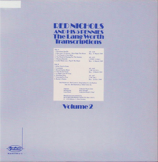 Red Nichols And His Five Pennies : The Lang Worth Transcriptions Volume 2 (LP, Comp, Mono)