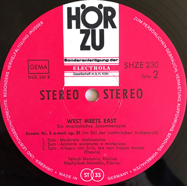Yehudi Menuhin Violine Ravi Shankar Sitar Alla Rakha Tabla Prodyot Sen Tanpura Hephzibah Menuhin : West Meets East (Ein Musikalisches Zusammenspiel) (LP, Album)