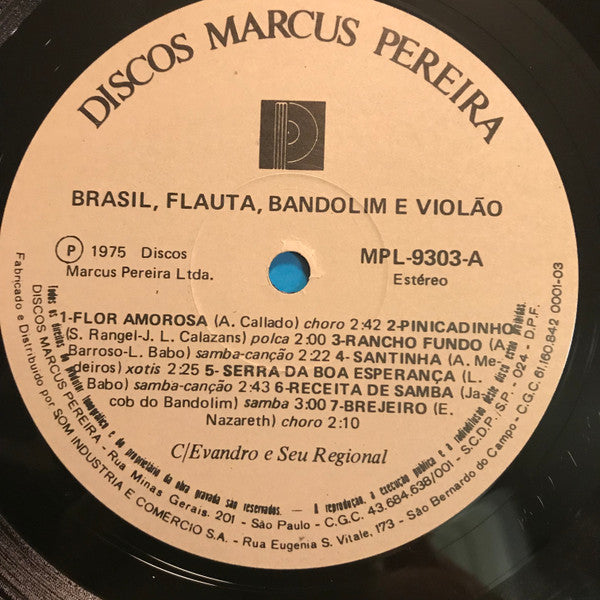 Regional Do Evandro : Brasil, Flauta, Bandolim E Violão (LP, Album, RE)