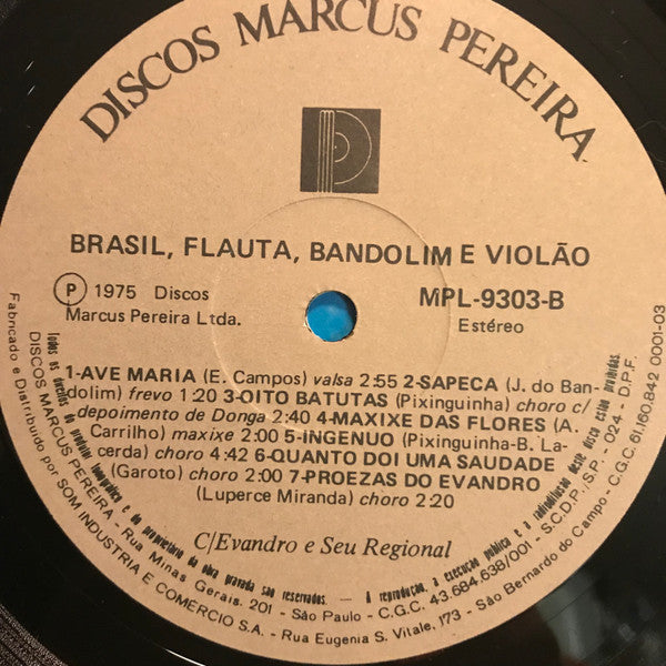 Regional Do Evandro : Brasil, Flauta, Bandolim E Violão (LP, Album, RE)