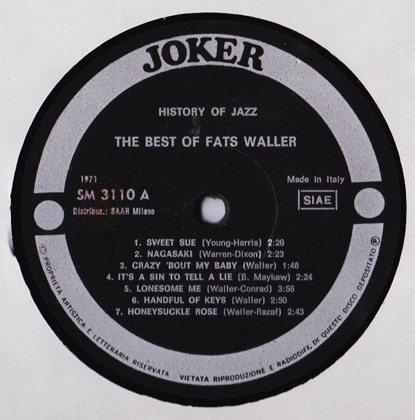 Fats Waller : The Best Of Fats Waller (LP, Album, Comp)