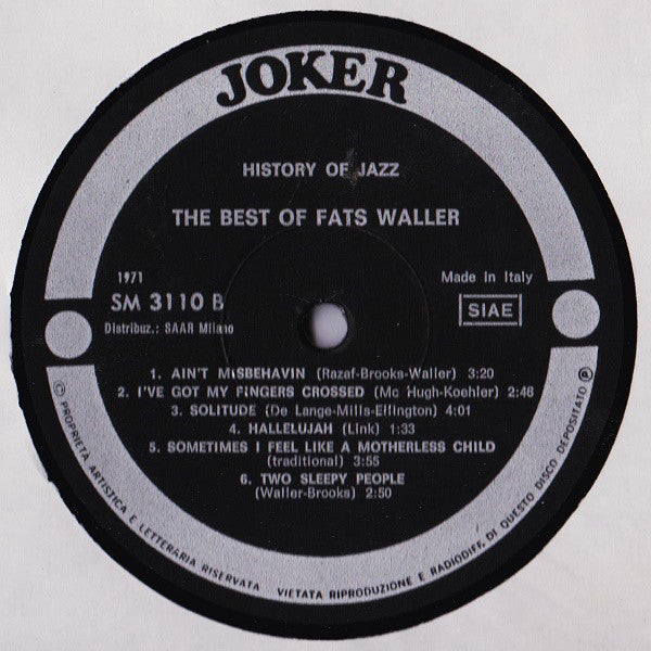 Fats Waller : The Best Of Fats Waller (LP, Album, Comp)
