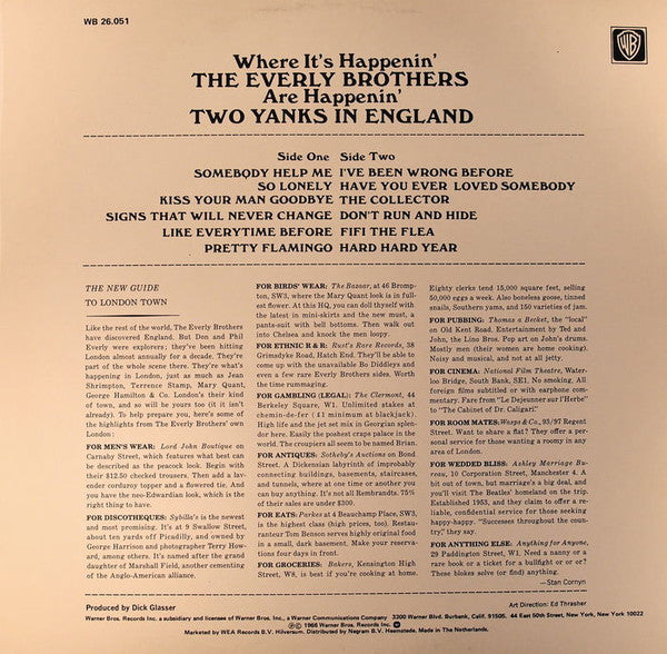 Everly Brothers : Two Yanks In England (LP, Album, RE)