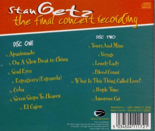 Stan Getz : The Final Concert Recording (2xCD, Album)
