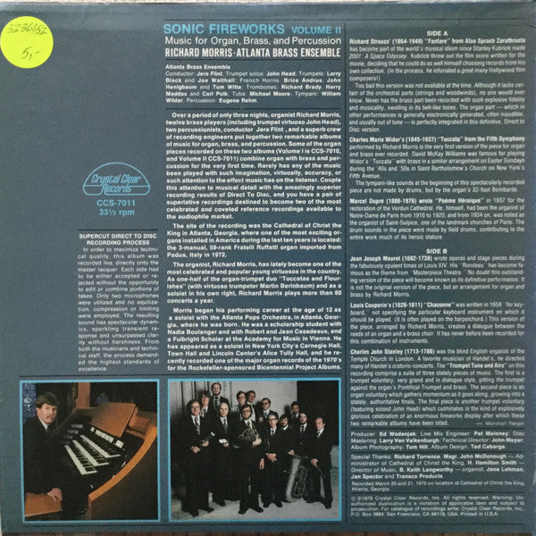 Richard Morris (9), Atlanta Brass Ensemble : Sonic Fireworks Volume II (Music For Organ, Brass & Percussion) (LP, Album, Ltd, Dir)