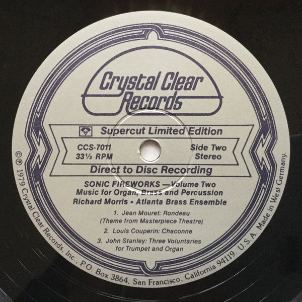 Richard Morris (9), Atlanta Brass Ensemble : Sonic Fireworks Volume II (Music For Organ, Brass & Percussion) (LP, Album, Ltd, Dir)